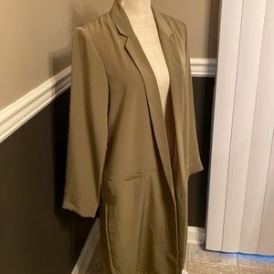 H&M green trench blazer